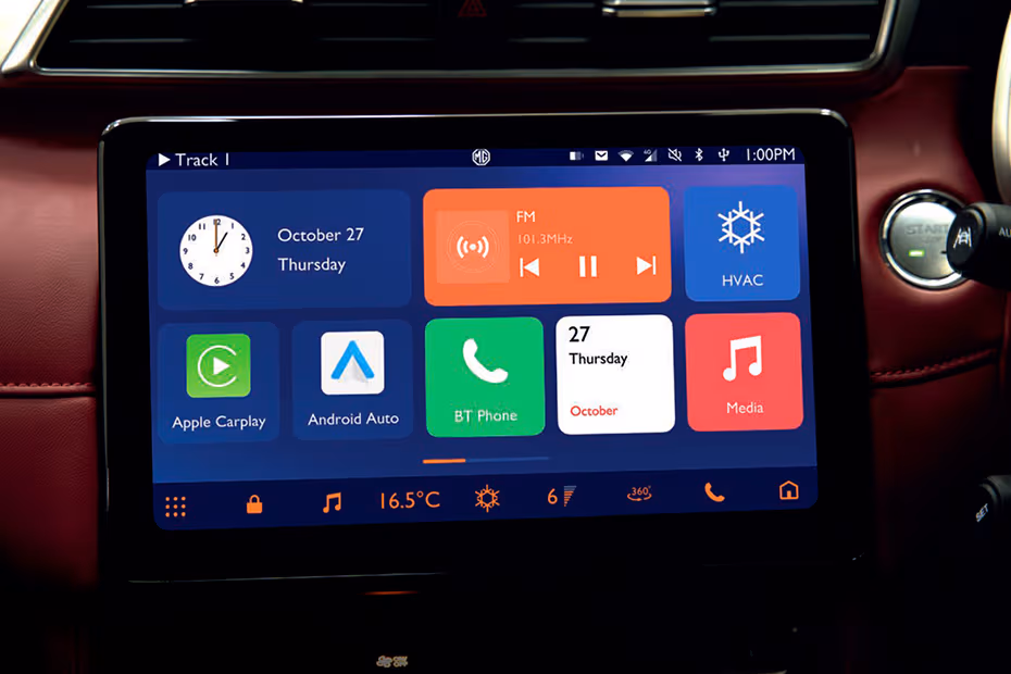MG Astor Infotainment System Main Menu